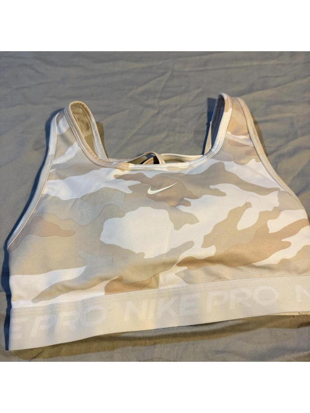 Nike Pro Beige Camo Sports Bra Size Small